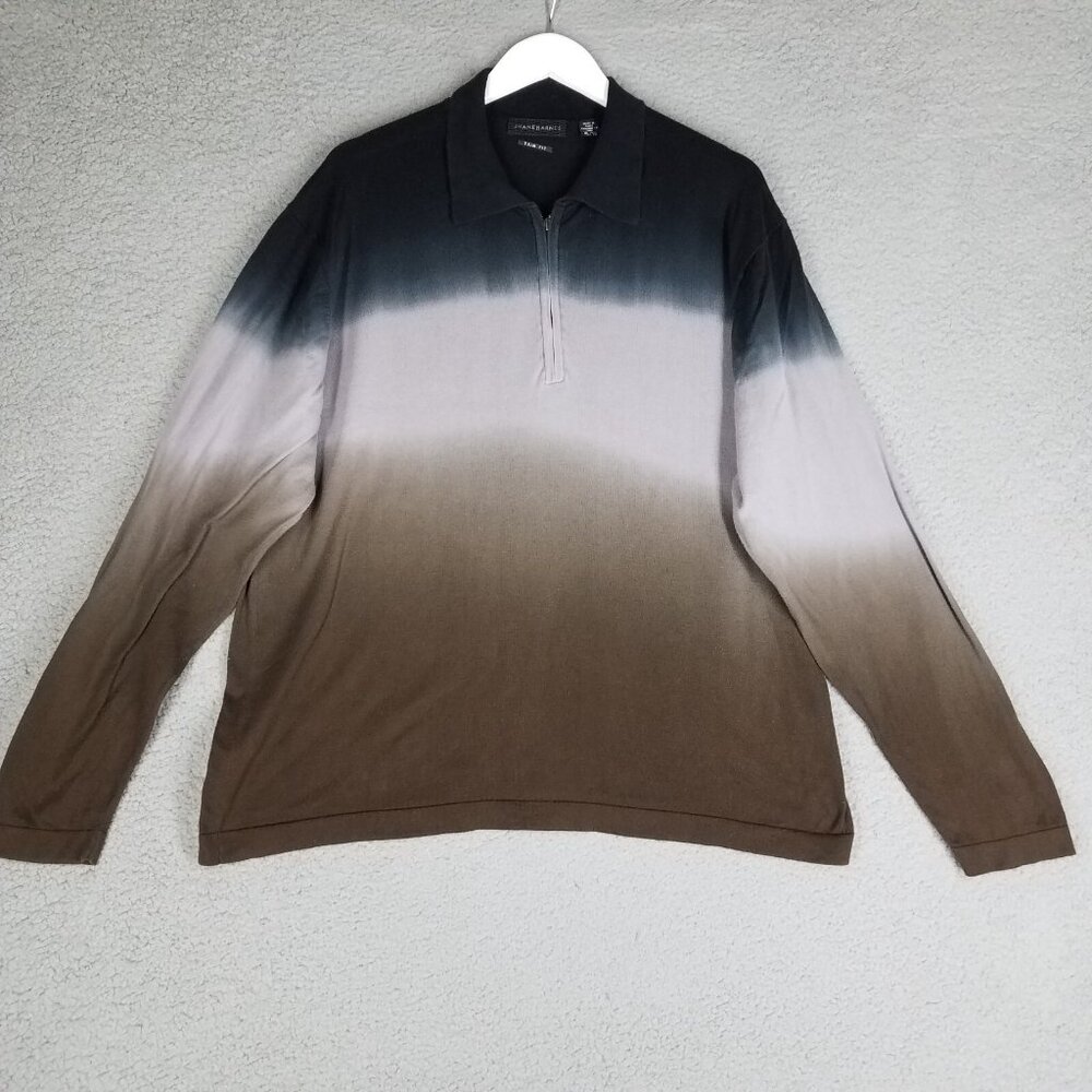 Jhane Barnes 1/4 Zip Sweater Adult XL Trim Fit Pullover Cotton Ombre Casual Mens